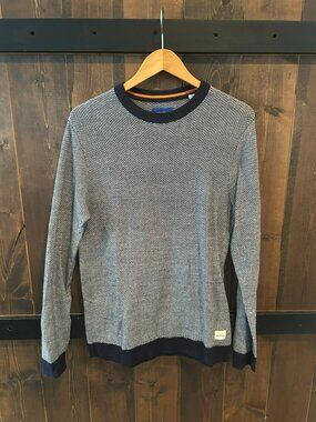 Jack & Jones Originals Dark Blue Birdseye Knit Pattern Men's Size M